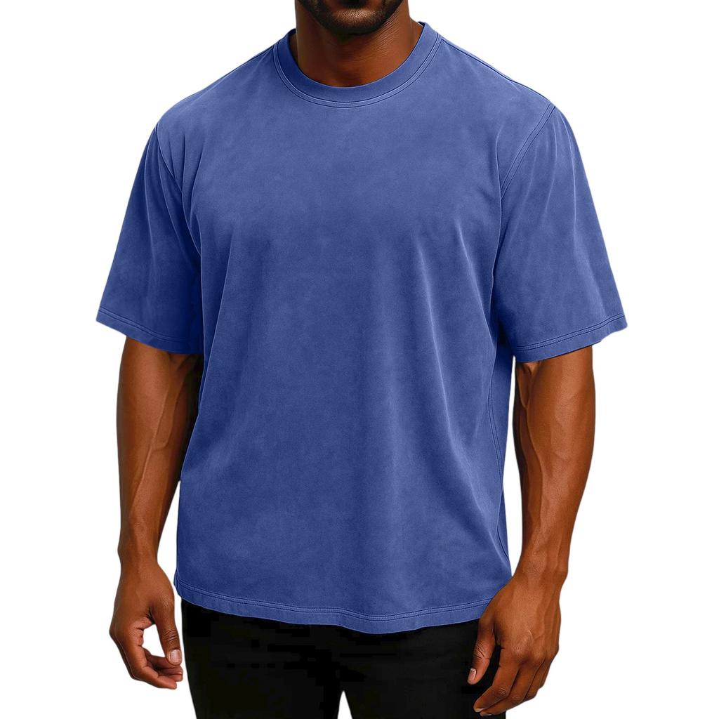 Men's Short Sleeved Retro Cotton T-shirt Loose Half Sleeve