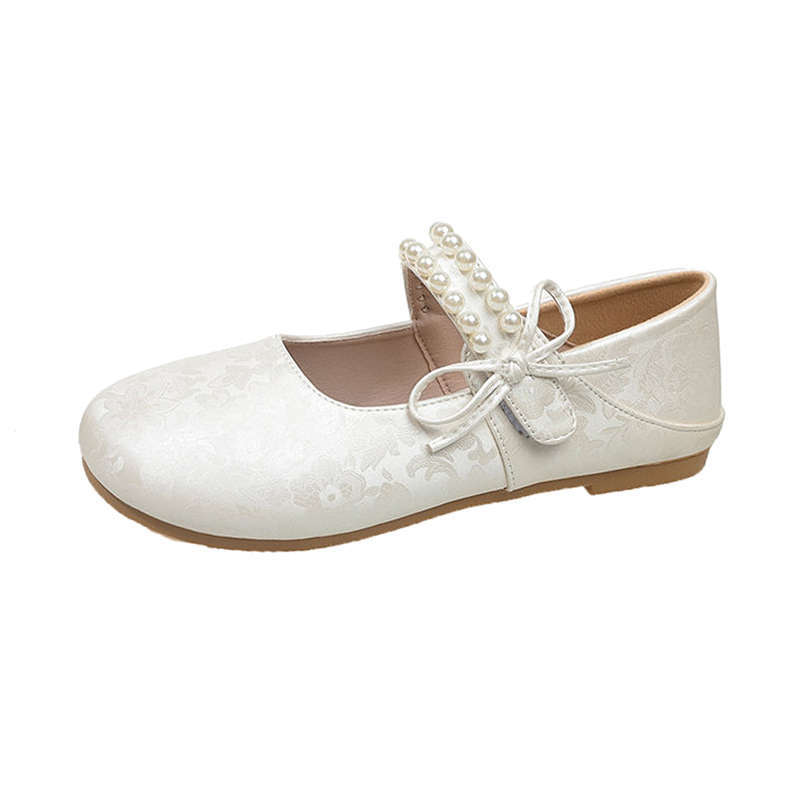 French retro pearl word with ballet flats women's 2025 spring and autumn new small fragrant Mary Jane shoes