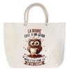 Beach Bag - PLANETEE - The Wise Owl Grandma Grain - Natural Cotton - Rope Handles - Printed In France