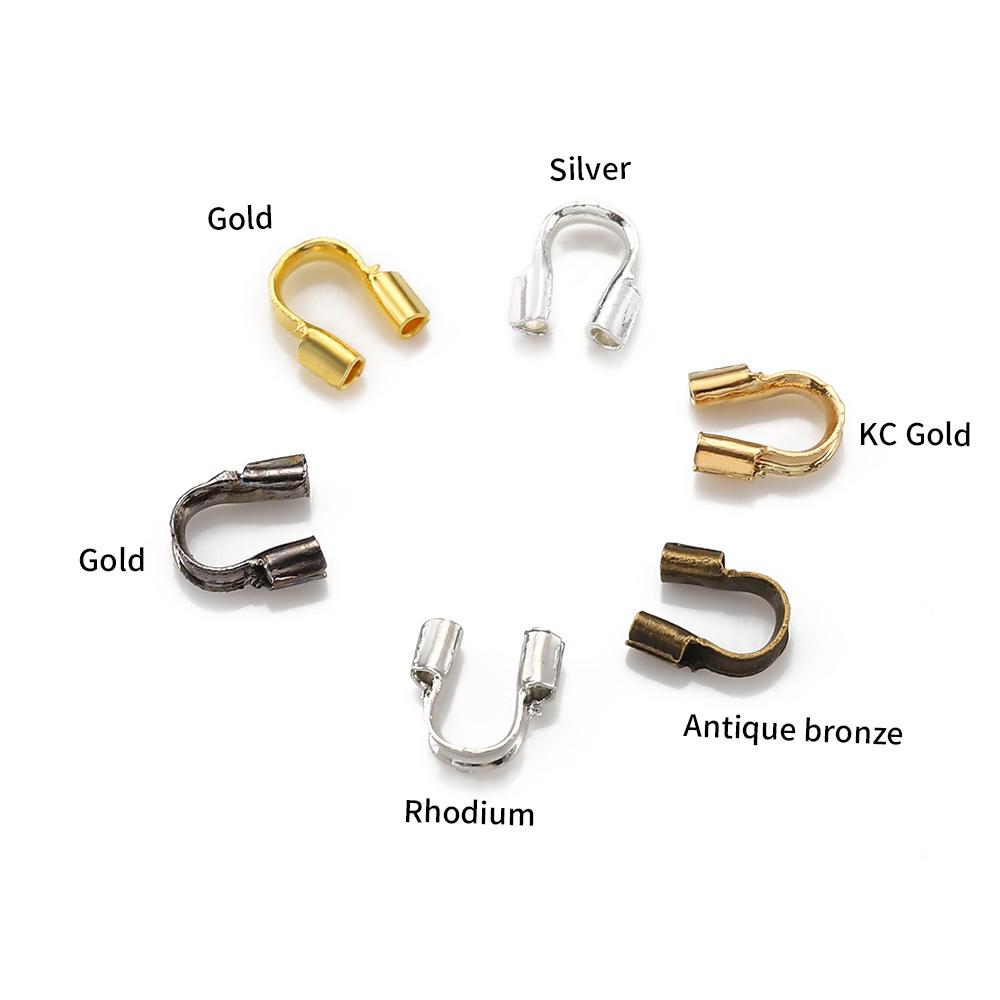 200pcs Metal U Shape Wire Protector Connector 4.5x4mm Guard Guardian Clasps Connectors for Jewelry Making Craft Components