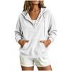Damen Halbknopf Kapuzenpullover Kordelzug Langarm Kängurutasche Locker Lässig Pullover Einfarbige Tägliche Streetwear Sweatshirt
