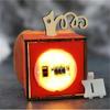 4Pcs Halloween Pumpkin Lamp Wooden Jack-O-Lantern Halloween Decorative Pumpkin Skull Black Cat Lights for Indoor Outdoor Mantel Fireplace Decoration S