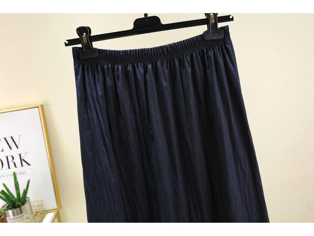 Women's High Waist Draped Long Skirt - Solid Color, Versatile, Loose Fit
