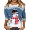 Spring and Autumn Round Neck Christmas Themed Pattern 3D Printed Top Fashionable Casual Long Sleeved Women's T-shirts