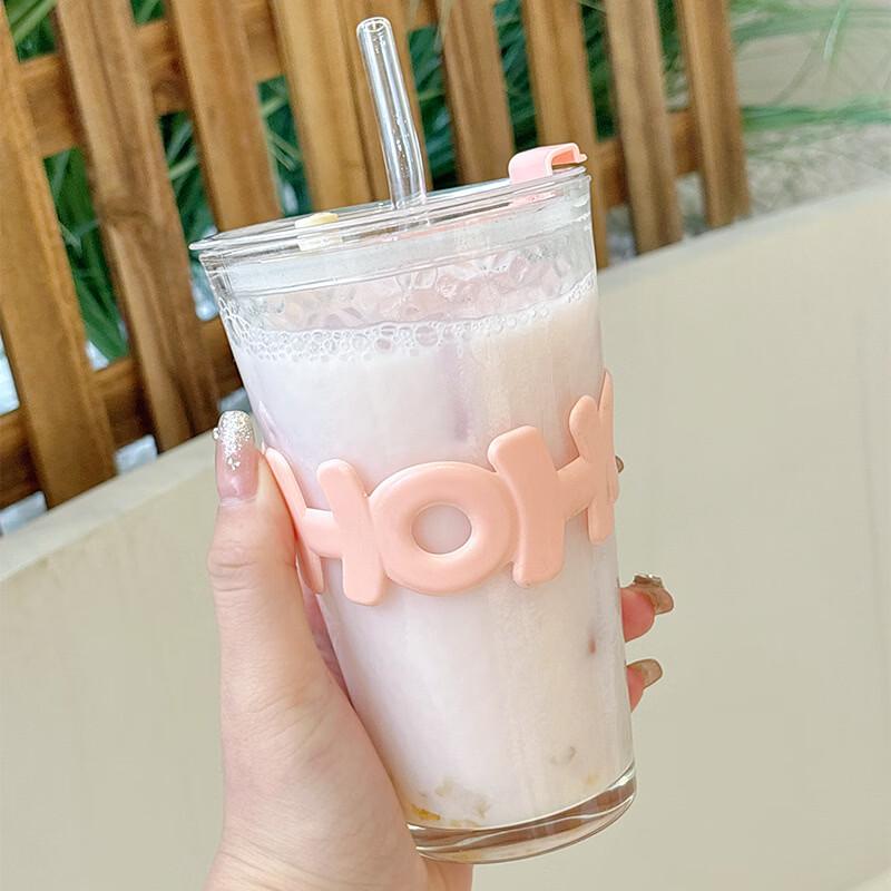 

OLOEY Glass Water Cup with Straw