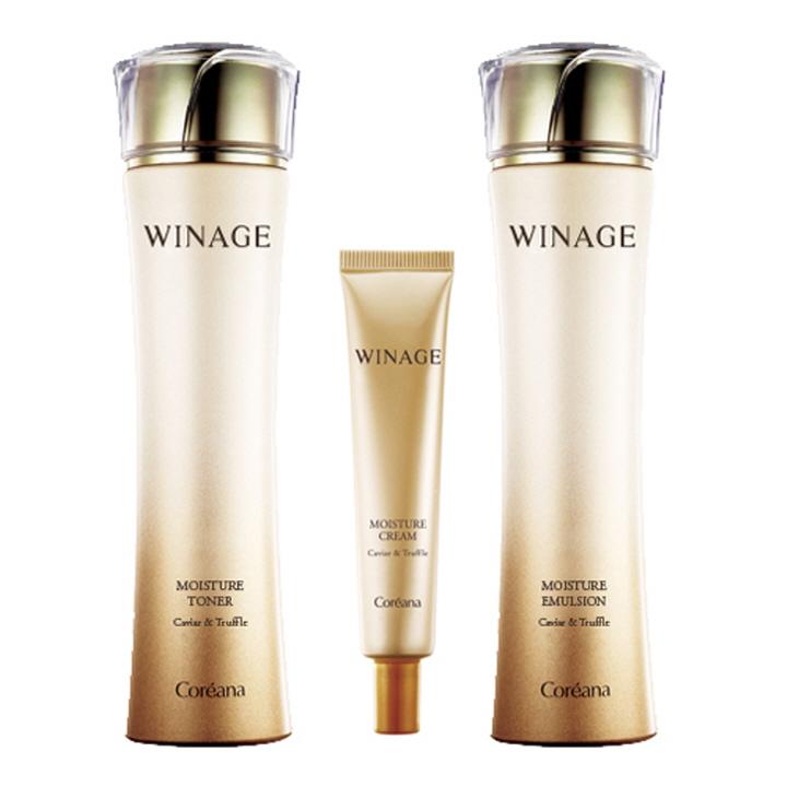 

[Coreana] Winage Moisture 2-Piece Set (Toner 150ml + Emulsion 150ml + Free Cream 30ml)