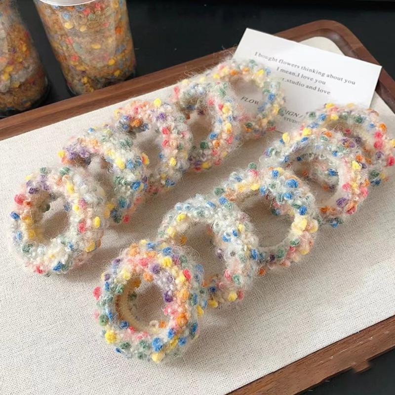 10pcs/canned Multicolor Plush Hair Rope for Women High Elastic Hair Rope Fashion  Girl Does Not Damage Hair Hair Ties