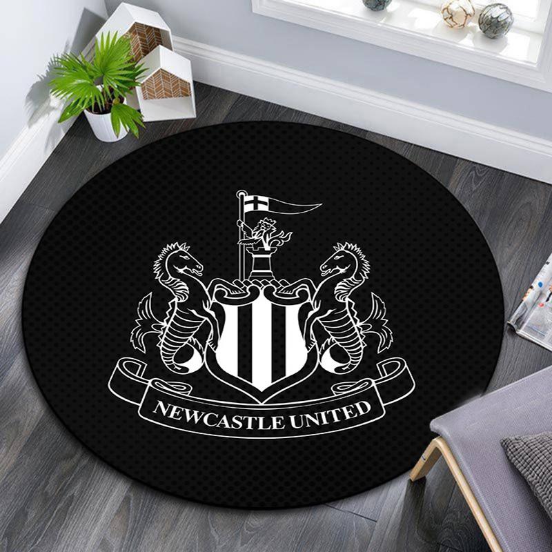Newcastle United FC Round Area Rug,Carpet Rug for Living Room Bedroom Sofa Playroom Decor,Non-slip Floor Mat