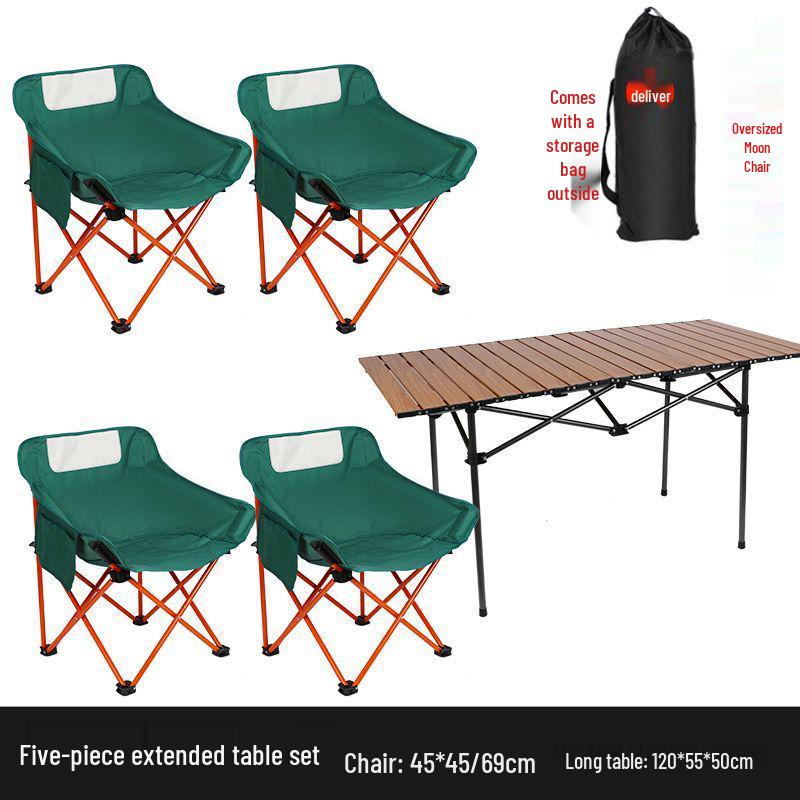 Outdoor Folding Camping Table & High-Back Chair Set