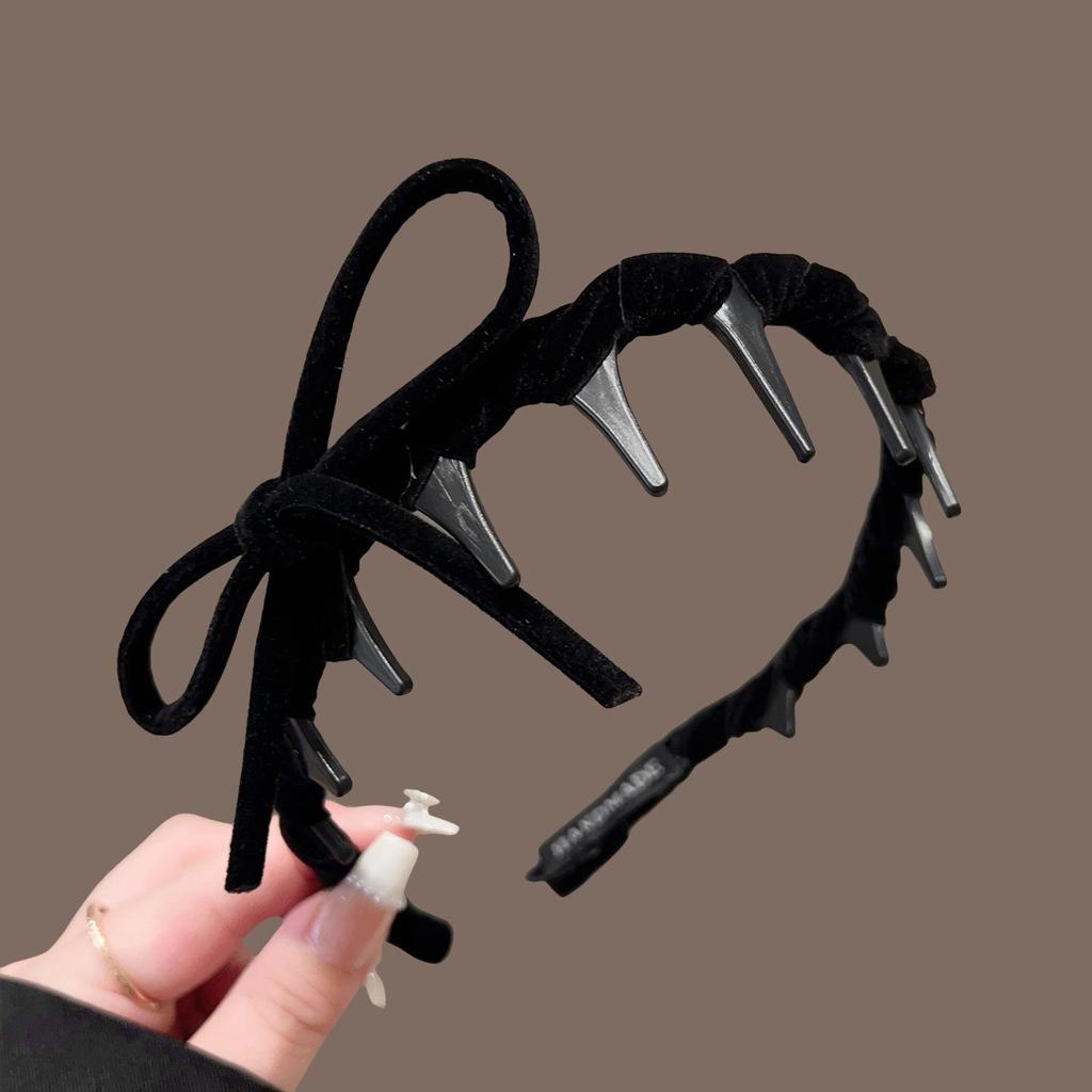 High-End Women's Bow Headband with Teeth - 2025 Face Washing & Hair Pressing Accessory