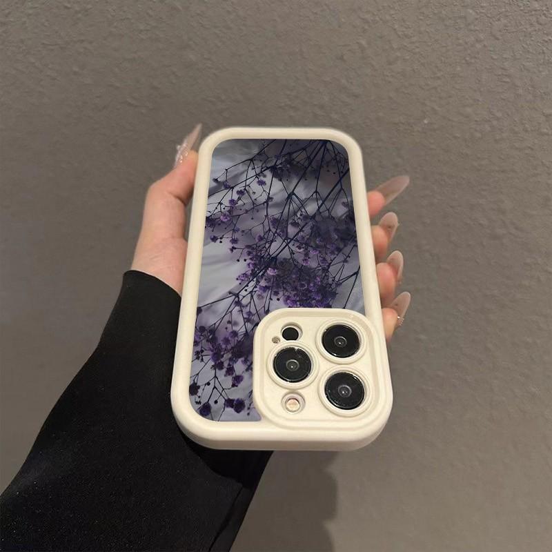 Misty Purple Dried Flower Art Phone Case for iPhone 17 16 15 14 13 12 11 Series Pro Max Plus
