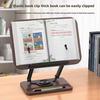 Adjustable Height Bamboo and Metal Bookstand for Books Magazines Comics Music with Marble Finish Bookends and Stand Decor