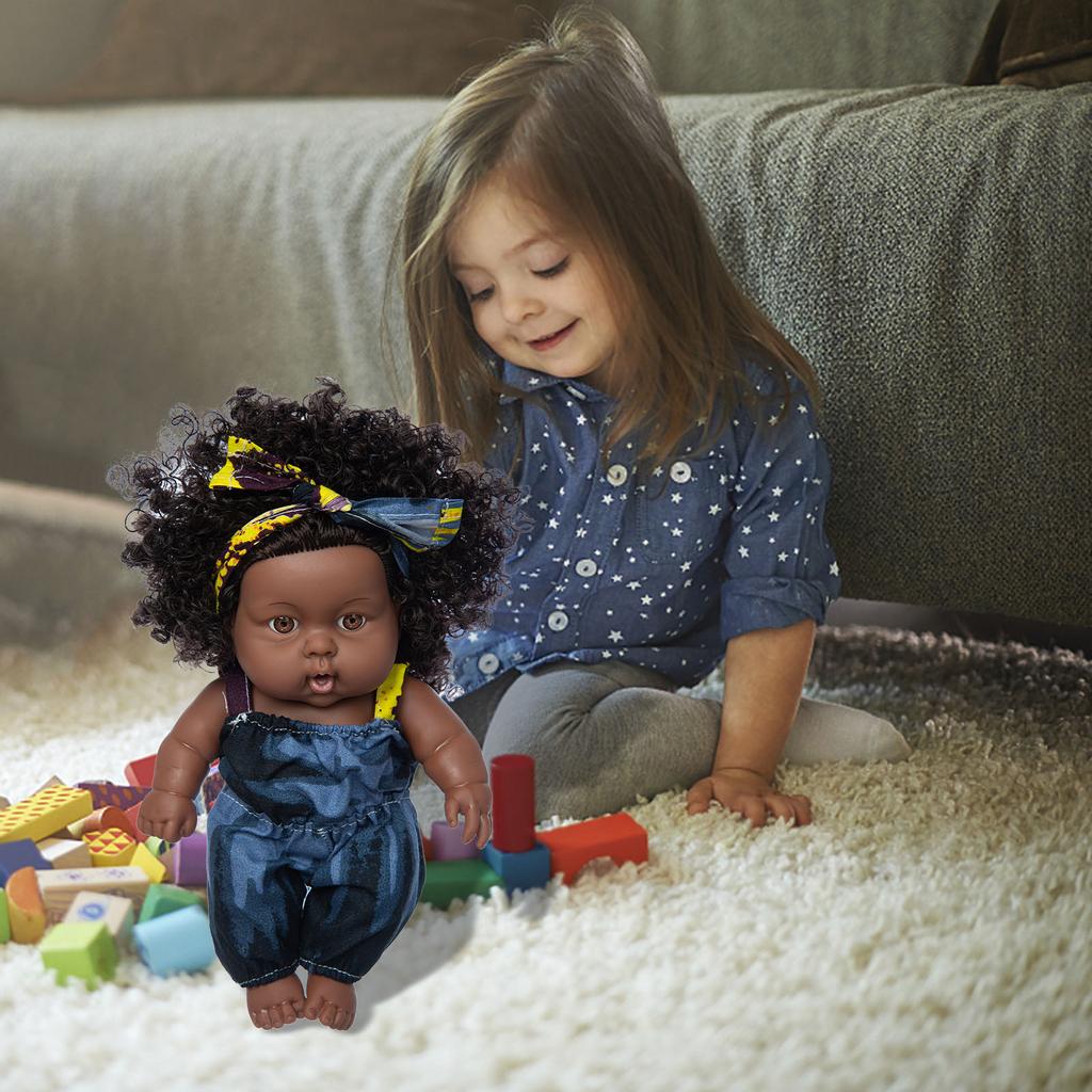 Black Black Baby Cute Curly Black 8-Inch Vinyl Baby Toy