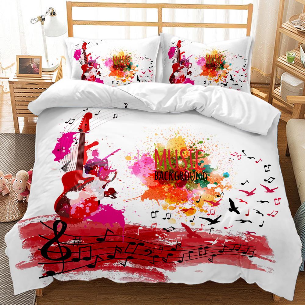 Ensemble de literie musical 3D, housse de couette et taie d'oreiller, Instrument de musique, 2/3 pièces AU240 * 270, décoration de la maison pleine grandeur