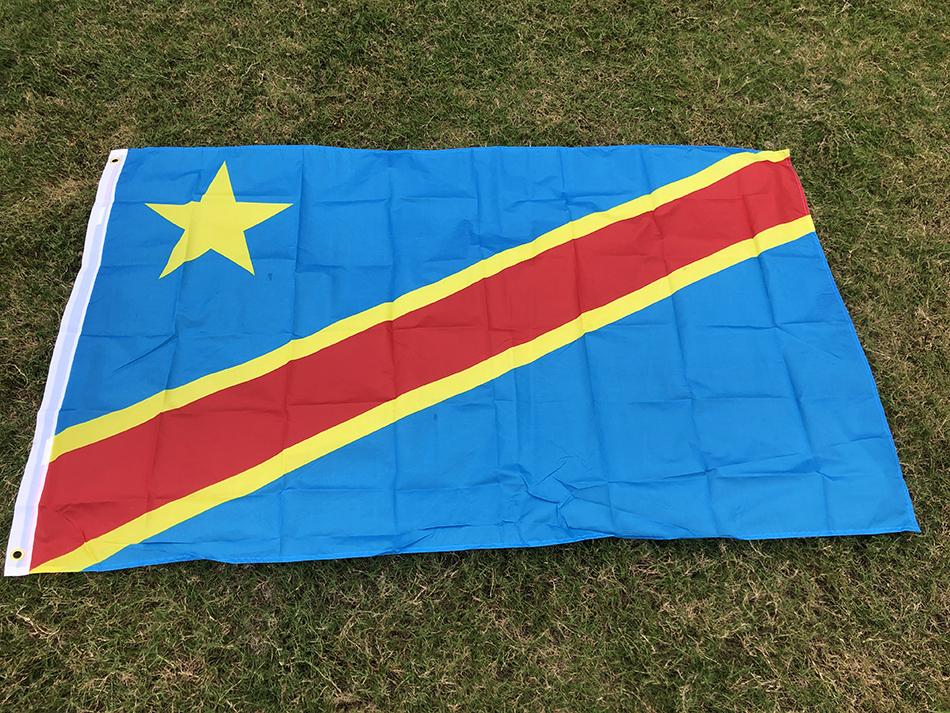 (BANDIERA DEL CIELO)Bandiera del Congo 90X150cm Bandiera della Repubblica Democratica del Congo Stendardo 3x5 piedi Bandiera Nazionale Bandiere per Decorazione Casa