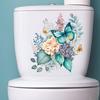 Autocollants de toilette aquarelle Floral pivoine papillon, autocollant mural auto-adhésif Durable et étanche