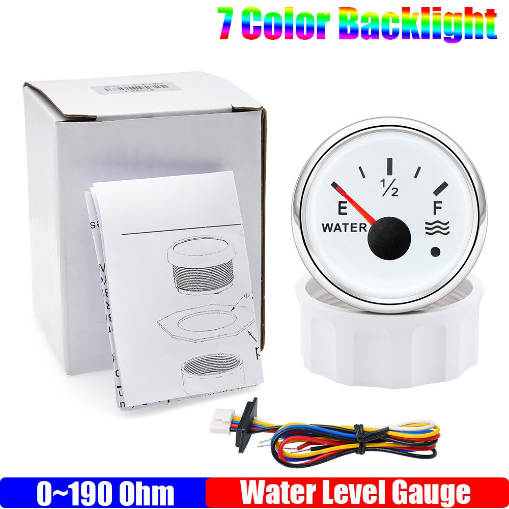 

0-190 Ом 52 мм Указатель уровня воды с мигающей сигнализацией 7-цветная подсветка 100~500 мм Датчик уровня воды поплавкового типа для автомобиля, лодки, 12В/24В
