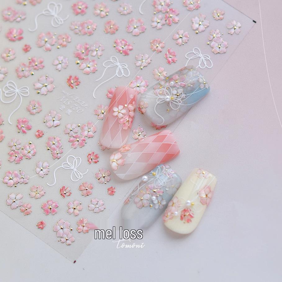 

Tomoni Cherry Blossom Nail Art Stickers: Hot Stamping Pink Design for Nails and Phone