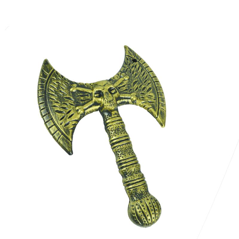 Пластиковый топор для Хэллоуина, реквизит, поддельный топор, вечерние украшения, аксессуары для выступлений Bronze double side axe