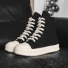 Chaussures Décontractées en Toile pour Hommes Femmes High Street Hautes Plates Style Skate Unisexes Tendance Lacets Noirs Baskets