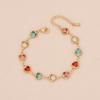 Gold Tone Multicolor Heart Crystal Bracelet Set – Dainty Colorful Romantic Jewelry for Women, Sweet Gift