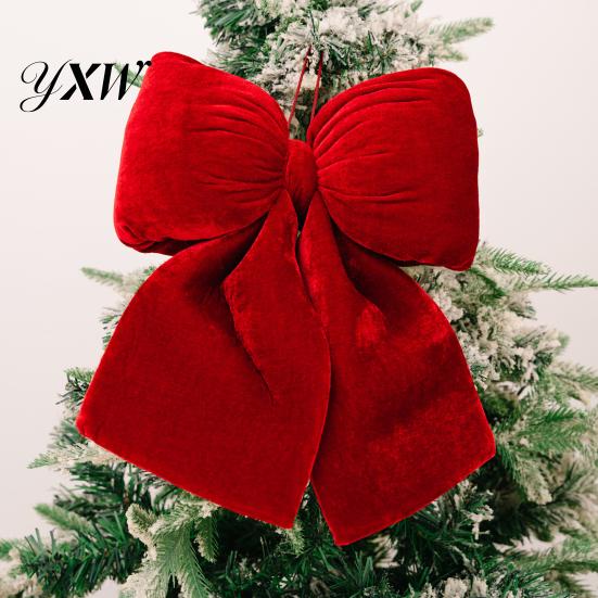 Festliche Samtschleife Weihnachtsdekoration Mehrgrößen-Design Stoff Klassische Farbe Handgemacht 3D-Form Schleifenknoten Dekoration Geschenkverpackung