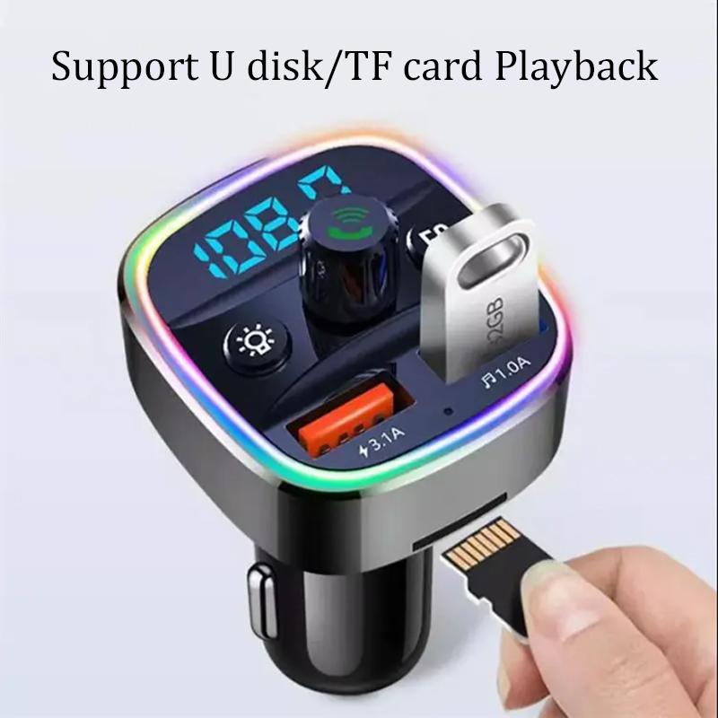 

Беспроводной 5.0 FM-передатчик Handsfree автомобильный радиомодулятор MP3-плеер с 12 В 3.1 А двумя портами USB адаптер для быстрой зарядки для автомобиля чёрный