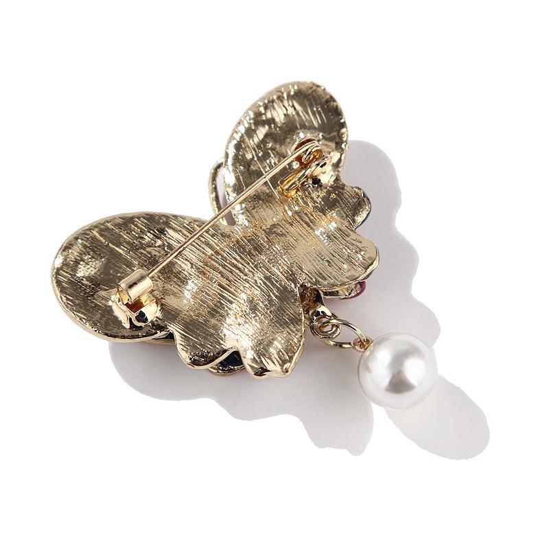 Kleiner frischer emaillierter Schmetterlingsanhänger mit Öltropfen, zweilagig, Brosche mit Katzenaugenstein, Legierung, Strass, Damenbrosche, Schmuck