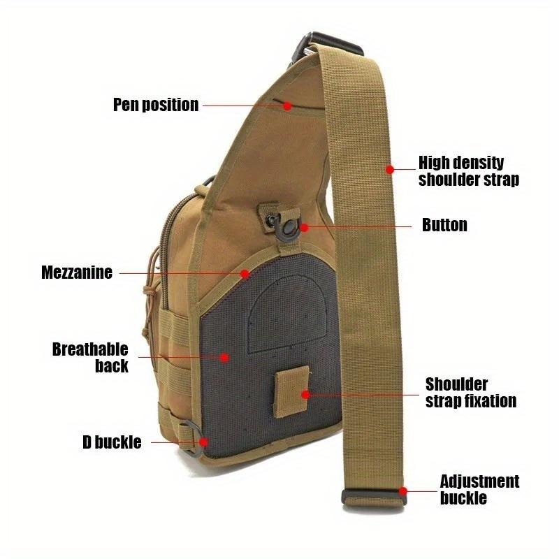 Tactical Sling Backpack,Outdoor Men‘ Chest Bag, Multiple Compartments, Shoulder Bag for Outdoor, Mountaineering, Camping, Fishing & Trekking