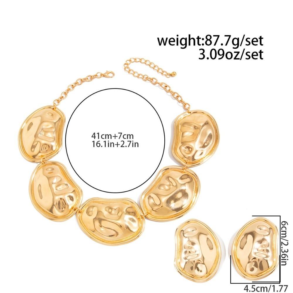 Geometric Gold Silver Color Jewelry Set Bohemian Style Irregular Oval Chokers Necklaces  Gift