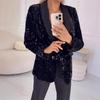 2024 Ευρωπαϊκό & Αμερικανικό Casual Σακάκι Κοστουμιού με Λαιμόκοψη Παγιέτες για Φθινόπωρο/Χειμώνα