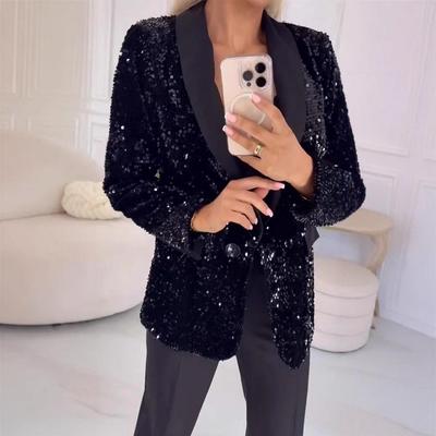 2024 European & American Casual Sequin Lapel Suit Jacket for Autumn/Winter