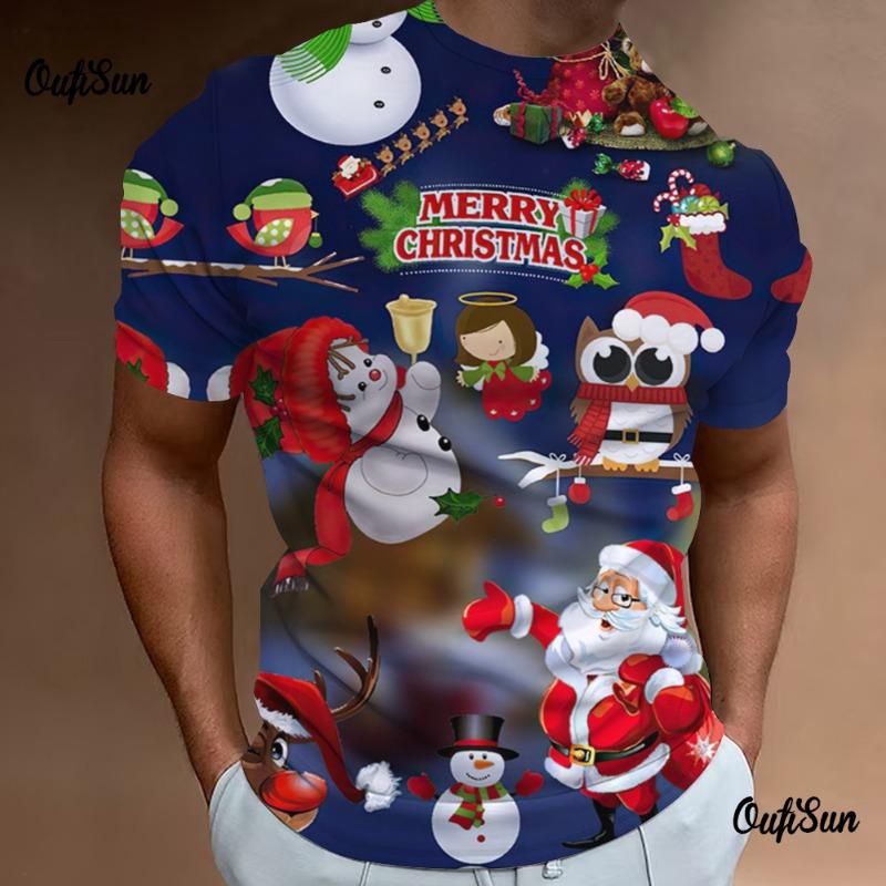 Maglietta da Uomo di Natale Stampa 3d Magliette Estive da Uomo Maniche Corte Top Magliette Abbigliamento Sportivo Casual Quotidiano Street Designer