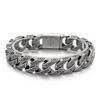 Men's Vintage Patterns Stainless Steel Silver Plated Oval Link Fashion Chain Bracelet 22.5cm Hip Hop Punk Rock Bangle