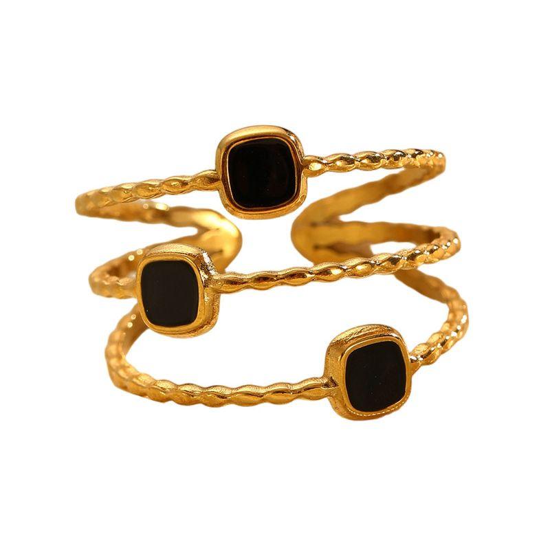Bohemian Oil Drip Gradient Vintage Layered Titanium Steel Ring European and American Ins Style Geometric Open Stainless Steel Ring