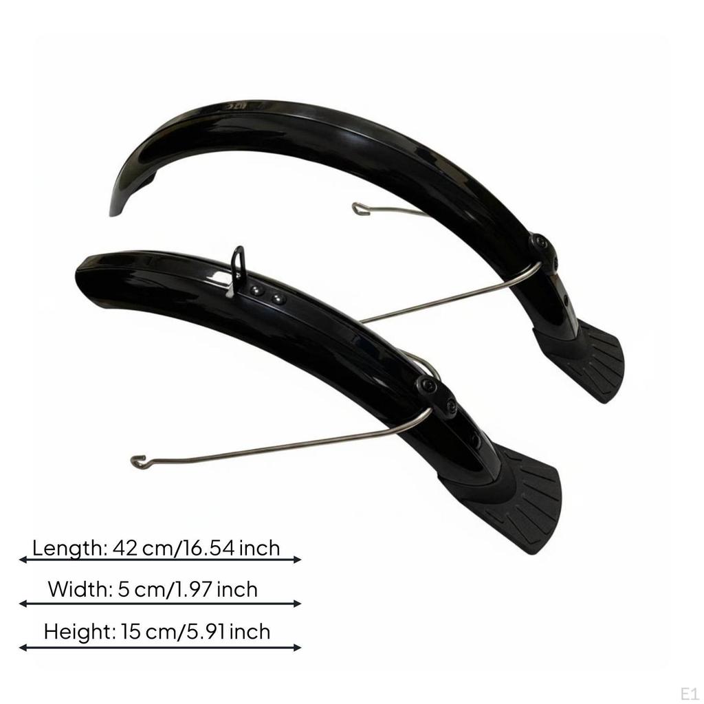 2 Pieces 16Inch Bike Mudguards 5 Cm Wide Front and Rear Metal Support Rods Mudguard