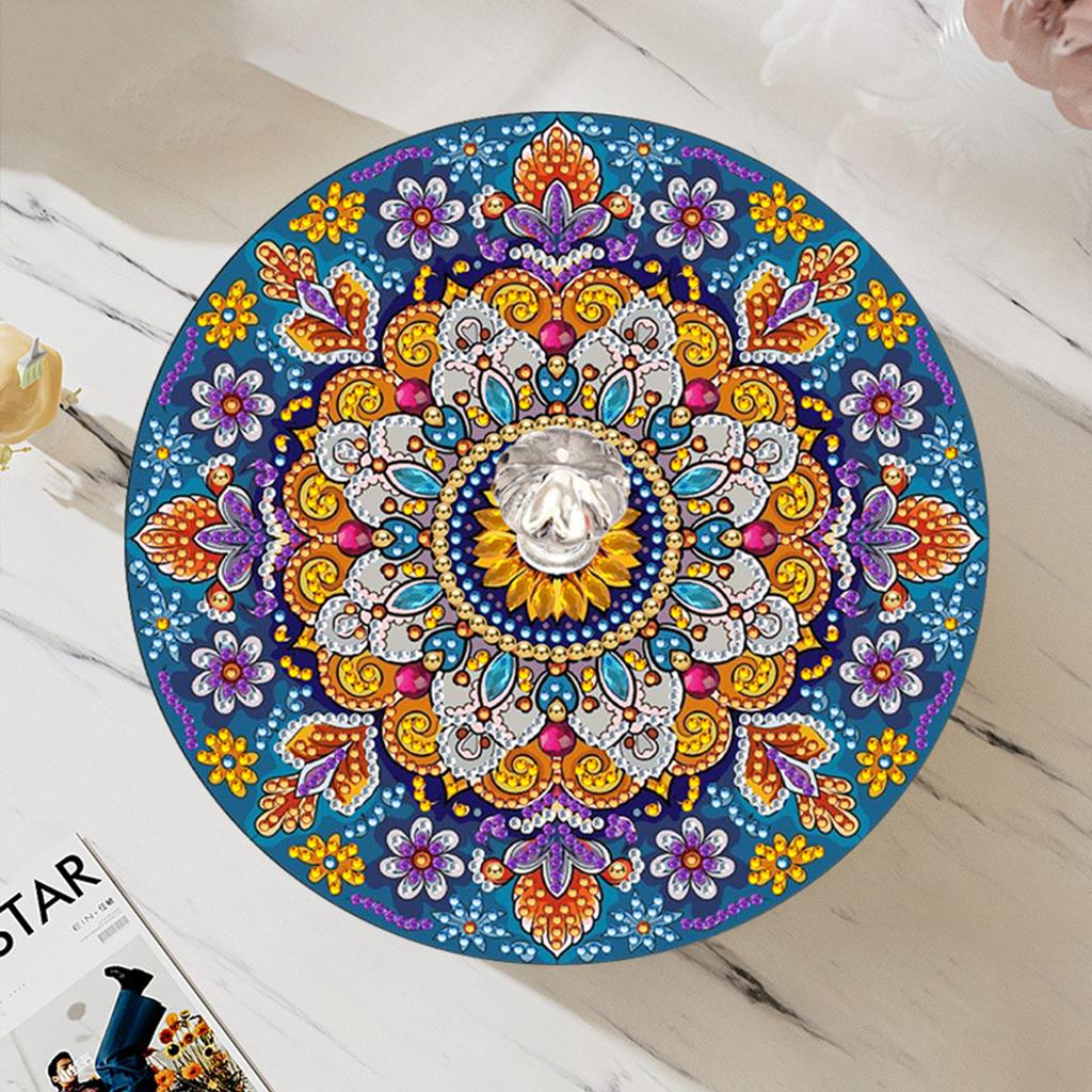 5D DIY Diamond Art Colored Pattern Wood Case Partial Drill Rhinestones Decorative Storage Box for Home Car Desk Decoration Craft