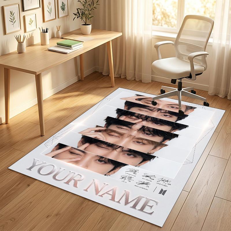 Personalized Crystal Velvet Carpet,BTS Custom Printed Name, Plush Area Rug For Home Indoor Decor