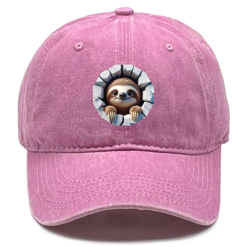 Smiling Sloth Print Adjustable Baseball Hat, Animal Trucker Hat Sporting Headwear Sun Protection Unisex Snapback Baseball Hat