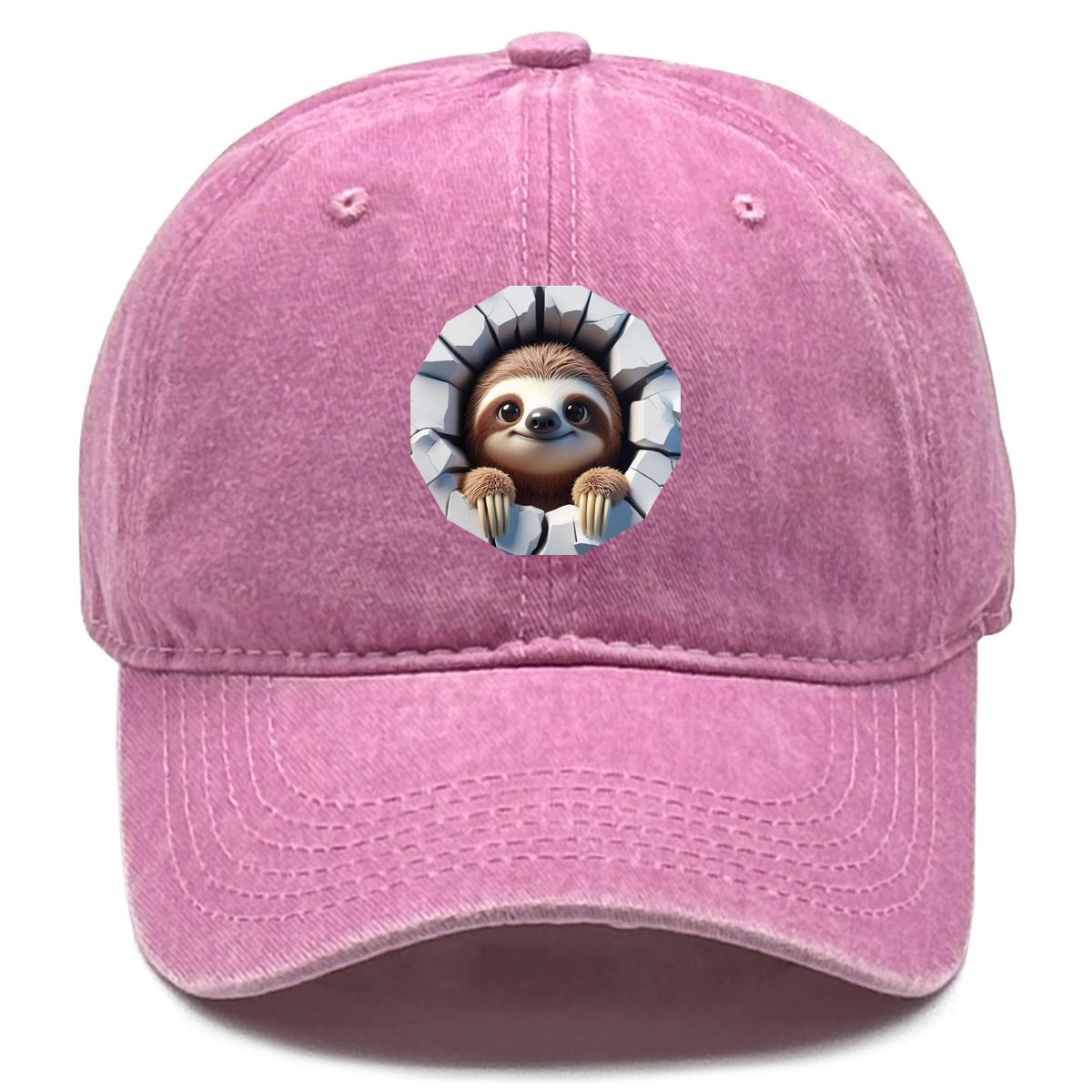 

Регулируемая бейсболка с принтом «Улыбающийся ленивец», спортивная кепка-тракер с животным, защита от солнца, унисекс, бейсболка с застежкой-снэпбэк as the picture розовый