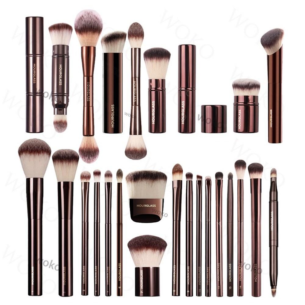 Hourglass Concealer Brush Synthetic Hair Angle Concealer Brush Eye Concealer Blending Brush Brown Metal Handle May, 1 Piece, 10 Hourglass-23--1PCS