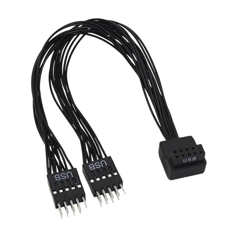 

Space Saving Angled USB 9Pin Extension Cable One to Two for Motherboards Stable Data Transfer Material 1