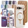 Skórzane etui z siatką do ładowania bezprzewodowego dla Google Pixel 9A 8A 7A 9pro XL 10pro 8Pro 9 10 Magnetyczne etui portfelowe Slot na karty Pokrowiec z klapką