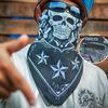 Harley Motorrad Reiten Magisches Klettband Quadratisches Halstuch, Vollbaumwolle Sonnenschutz Kopftuch, Personalisierte Totenkopf Paisley Gesichtsmaske