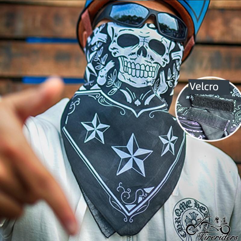 Harley Motorrad Reiten Magisches Klettband Quadratisches Halstuch, Vollbaumwolle Sonnenschutz Kopftuch, Personalisierte Totenkopf Paisley Gesichtsmaske