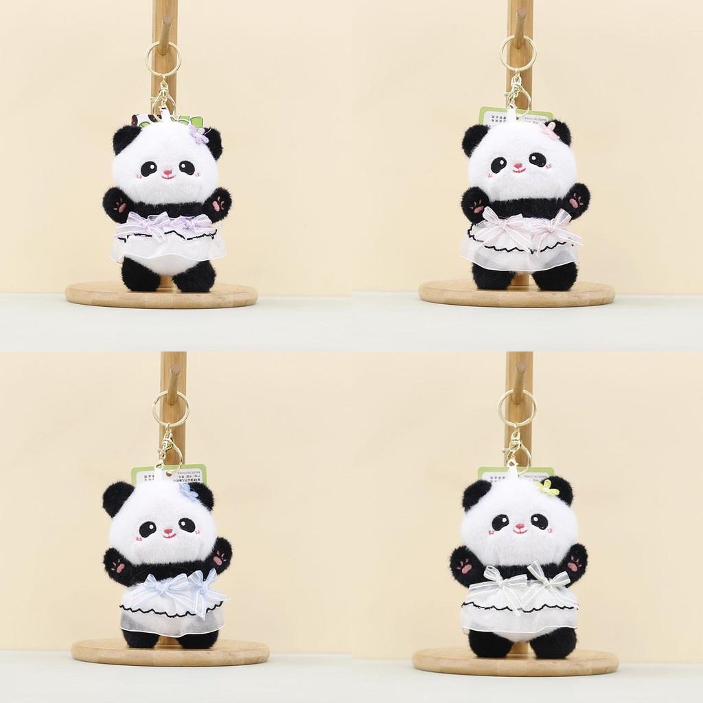 Keychain Plush Panda Pendant With Wearing A Gauze Skirt With A Bow Design