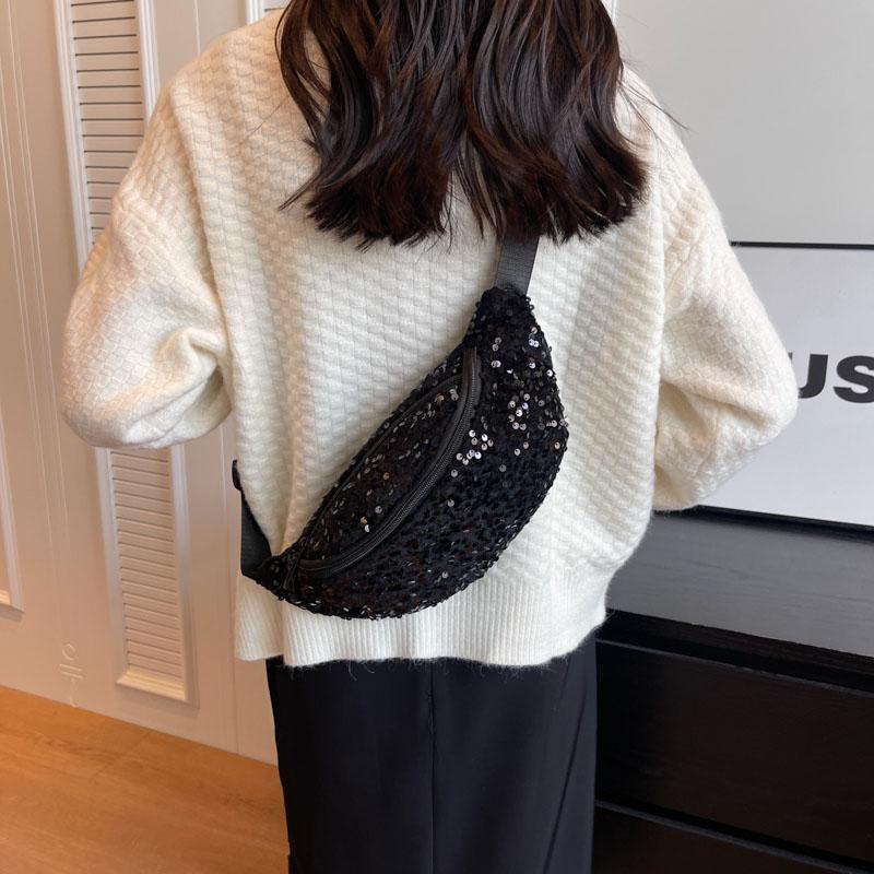 Luxury Women Sequins Waist Bag Fashion Fanny Pack Casual Shoulder Crossbody Chest Bag Female Hip Hop Belt Bags Trend