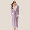 Women's Autumn and Winter Long Bathrobe Plus Velvet Thick Warm Home Wear