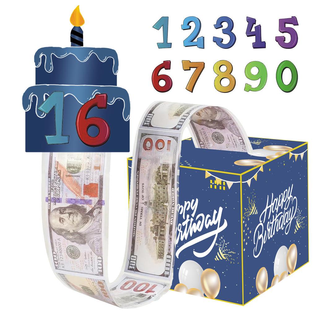 Blue Digital Number Party Birthday Gift Box For Wedding And Festival Event Decor