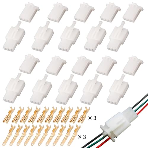 

GLOWZEN З єднувач для проводів 3-полюсний 10 штекерів і 10 гнізд + 60 контактних клем 2,8 мм в наборі